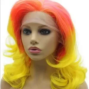 Ombre Pink Yellow Beauty Lacefront Wig 180% Density Ombre 60 Pink Body Wave 13x4 HD Lace Frontal  main image 4